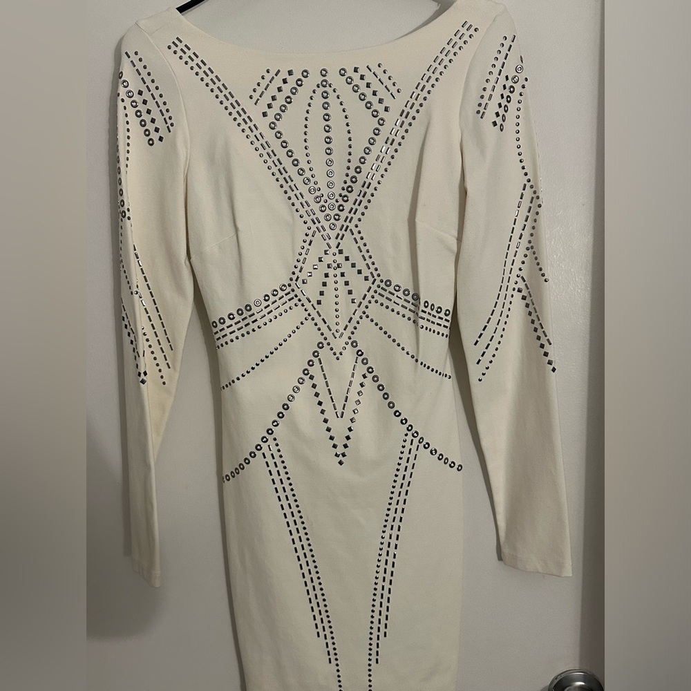 Bebe long sleeve white bodycon Midi Dress